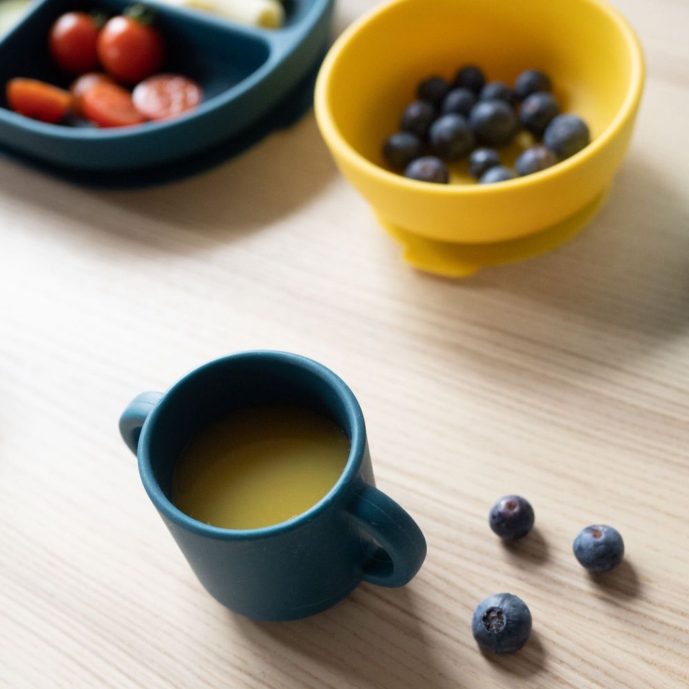 Children's mealtime - Silicone Cup with handles - 2 Pack Blue Abyss / Lagoon - EKOBO