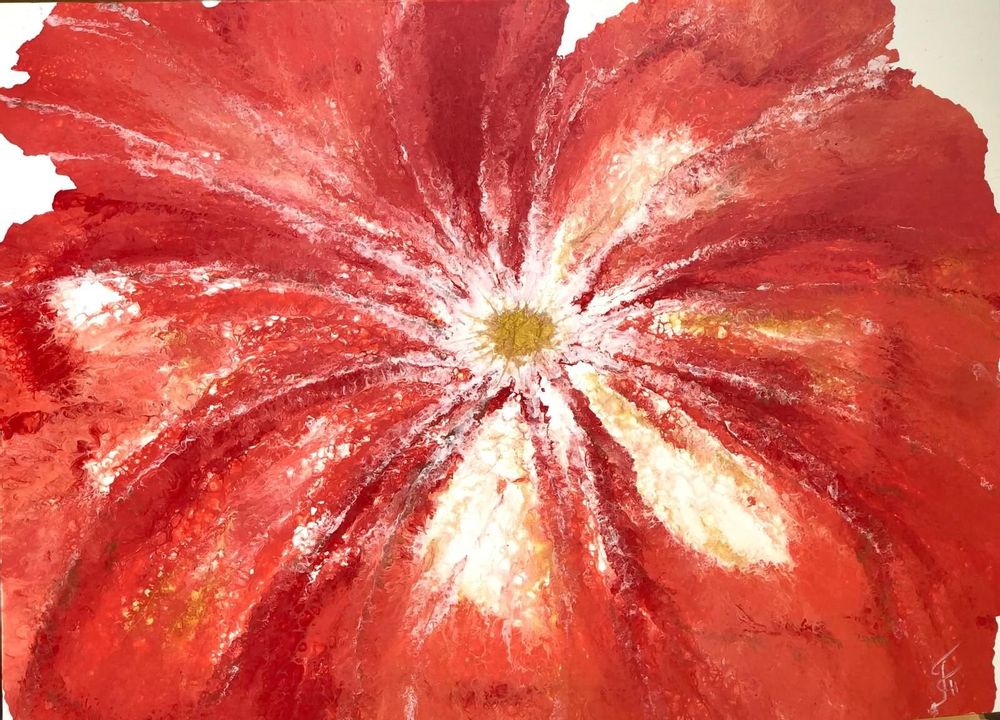 Tableaux - Peinture acrylique sur toile "Coquelicot rouge" - TURIK&ART (KSENIIA TURIK)