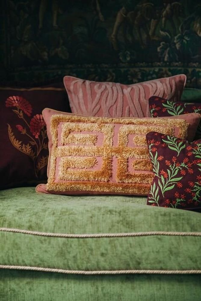 Coussins textile - Coussin Cleo Blush & Raphia - PALAIS SUSTAINABLE LUXURY