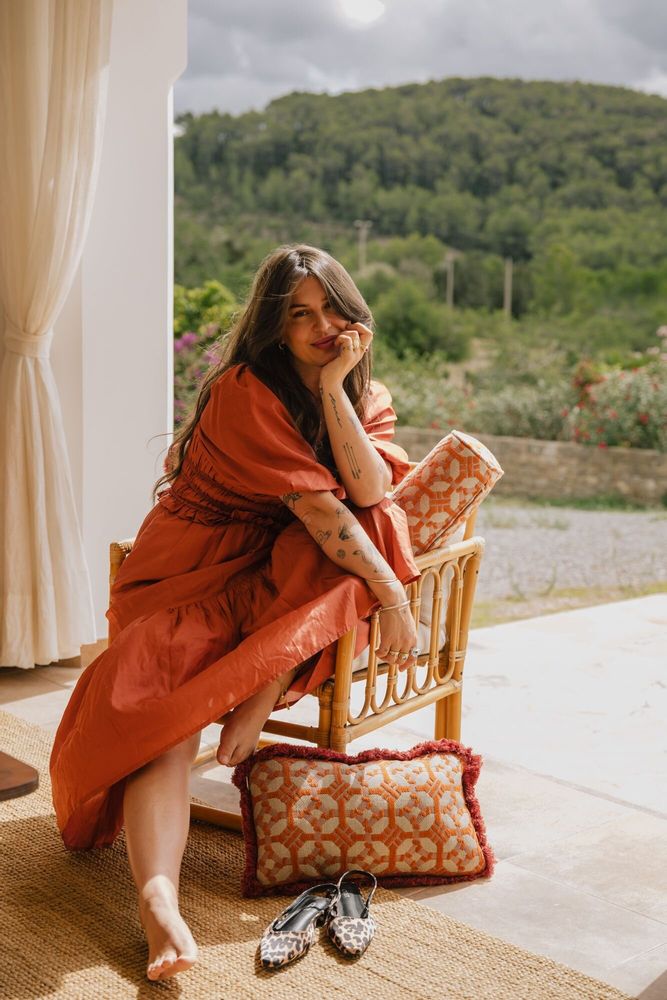 Tissus pour extérieurs - Coussin traversin Coco Orange & Rose - PALAIS SUSTAINABLE LUXURY