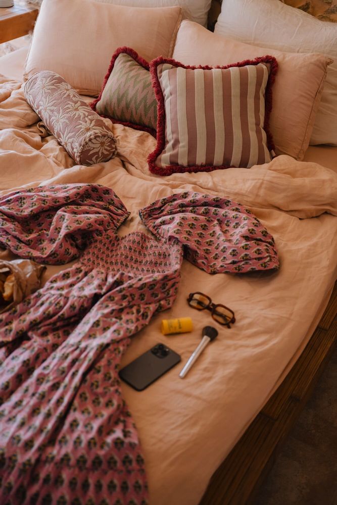 Garden textiles - Bolster Laura Rose & Ecru - PALAIS SUSTAINABLE LUXURY