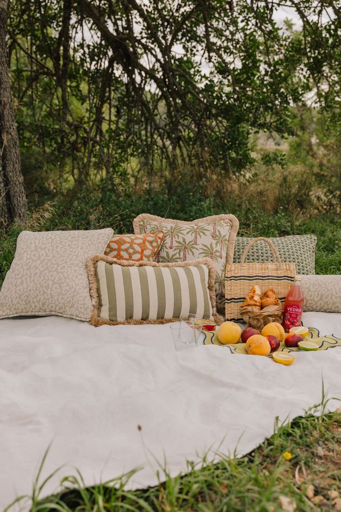 Tissus pour extérieurs - Coussin Janis Mousse & Olive - PALAIS SUSTAINABLE LUXURY