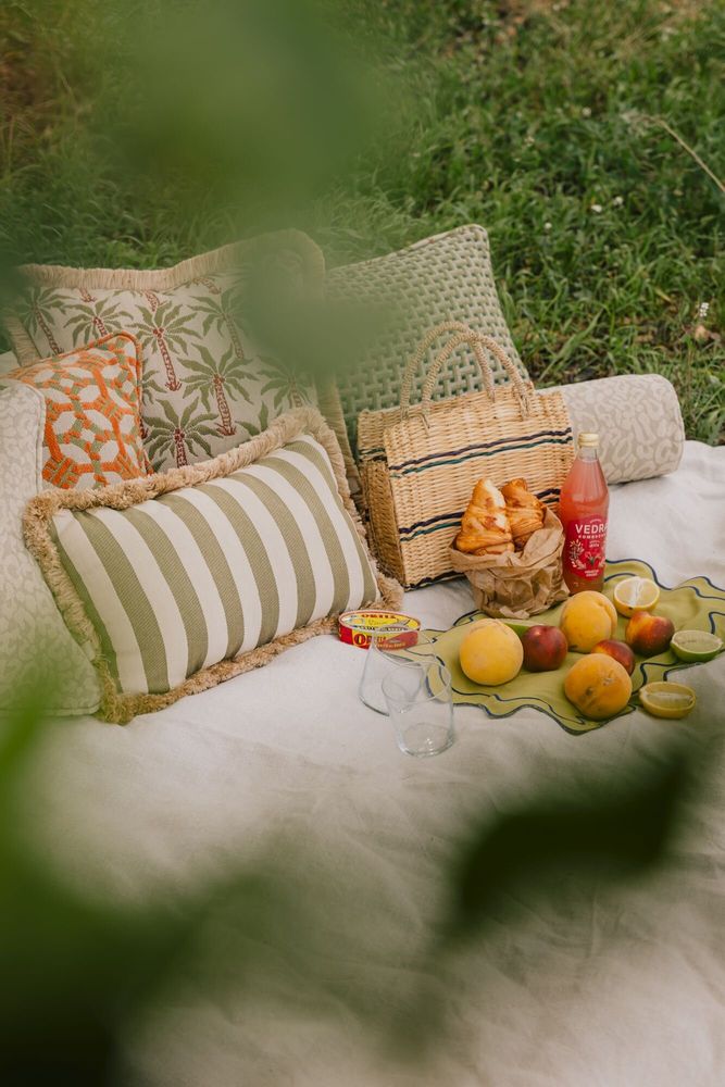 Tissus pour extérieurs - Coussin Janis Mousse & Olive - PALAIS SUSTAINABLE LUXURY
