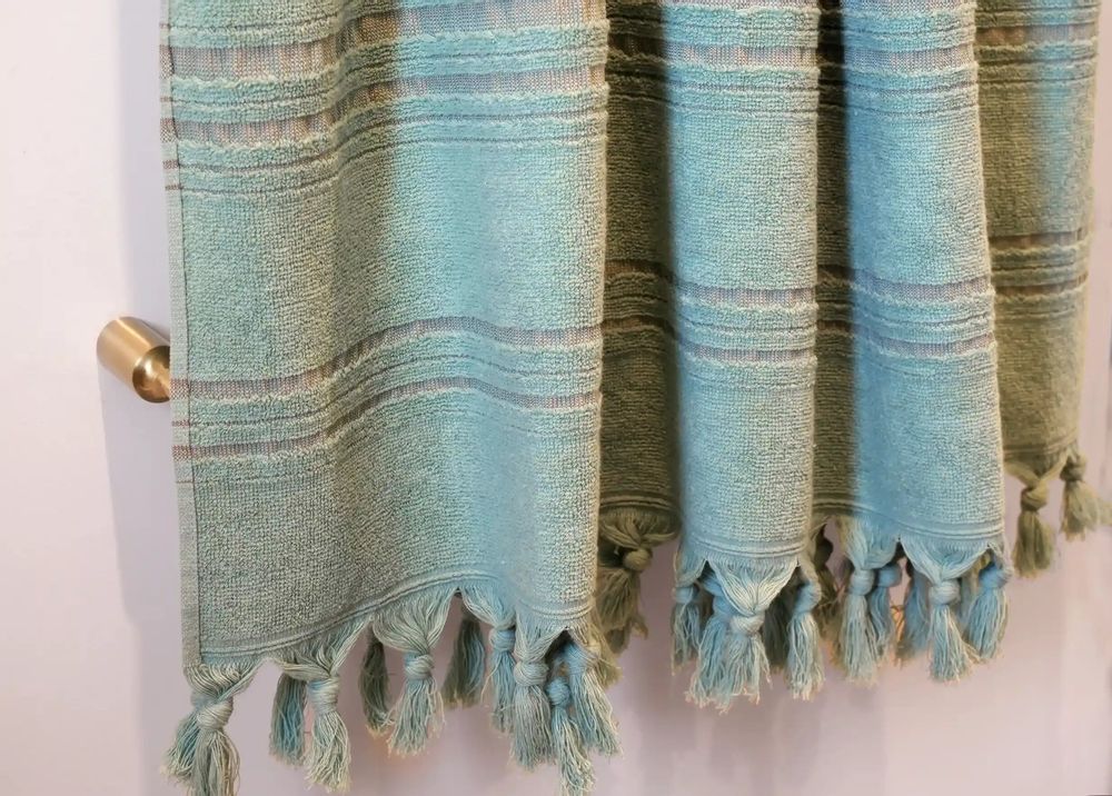 Serviettes de bain - FOUTA EN COTON BIOLOGIQUE - COLLECTION DOLCE - COULEUR JADE - KARAWAN AUTHENTIC