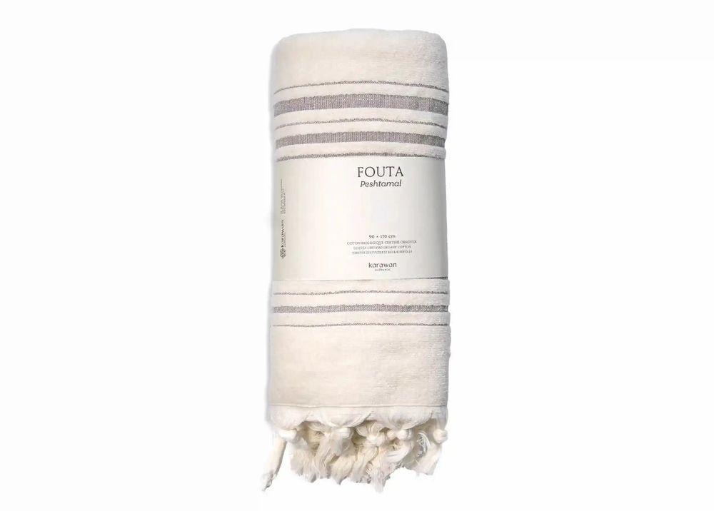 Bath towels - ORGANIC COTTON FOUTA - DOLCE COLLECTION - MOONSTONE COLOR - KARAWAN AUTHENTIC