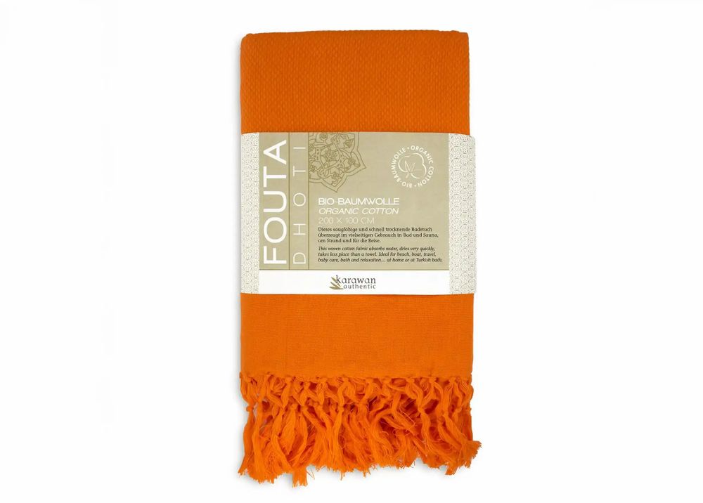 Serviettes de bain - FOUTA EN COTON BIOLOGIQUE - couleur CURCUMA - KARAWAN AUTHENTIC
