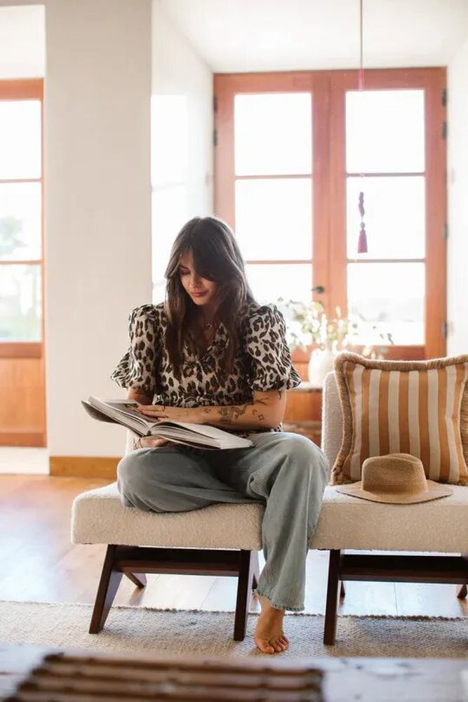 Garden textiles - Double sided cushion Laura Moss & Caramel x Jackie Caramel & Ecru - PALAIS SUSTAINABLE LUXURY