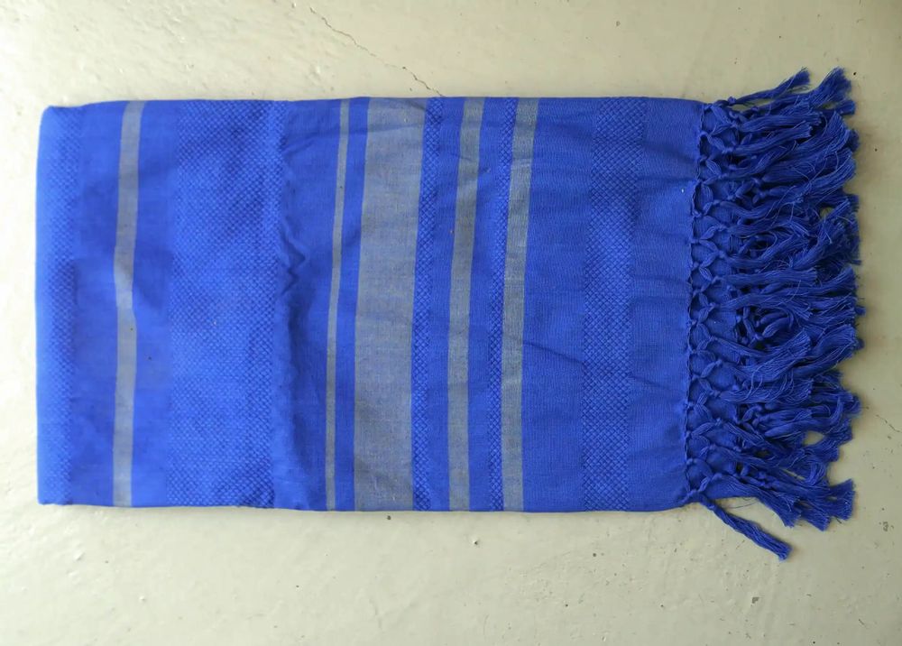 Serviettes de bain - FOUTA TISSÉE EN COTON BIOLOGIQUE - COLLECTION GARDEN - COULEUR BLUEBERRY - KARAWAN AUTHENTIC