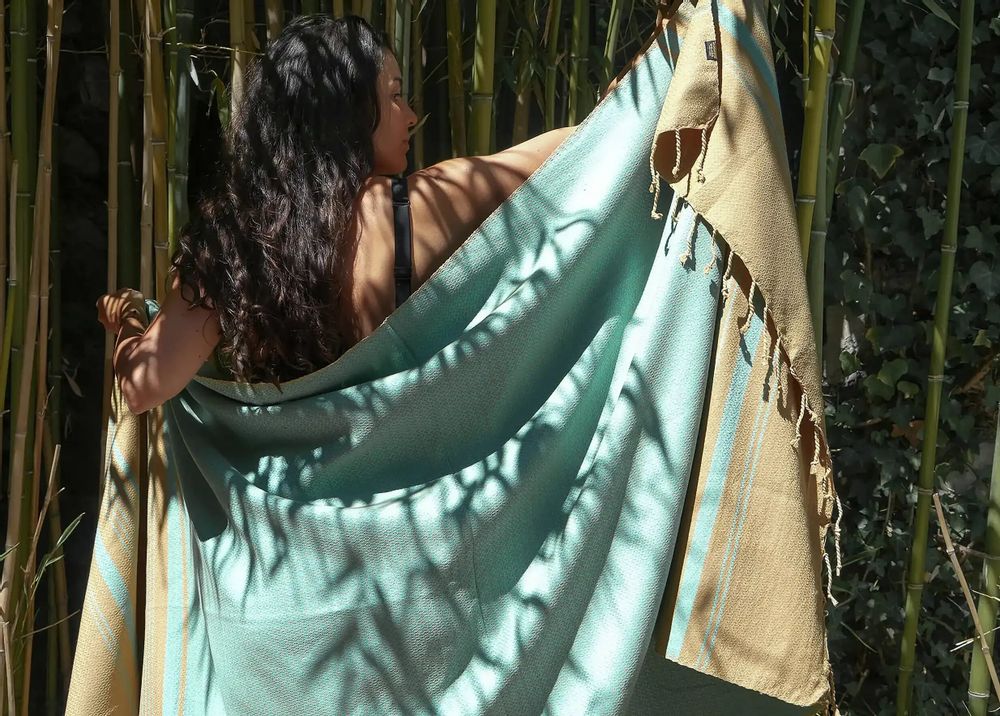 Bath towels - ORGANIC COTTON TOWEL - SAND Collection - AQUASKY Color - KARAWAN AUTHENTIC