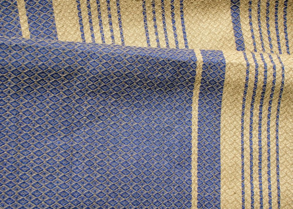 Serviettes de bain - FOUTA EN COTON BIOLOGIQUE - Collection SAND- Couleur SABLE & BLEU IMPERIAL - KARAWAN AUTHENTIC