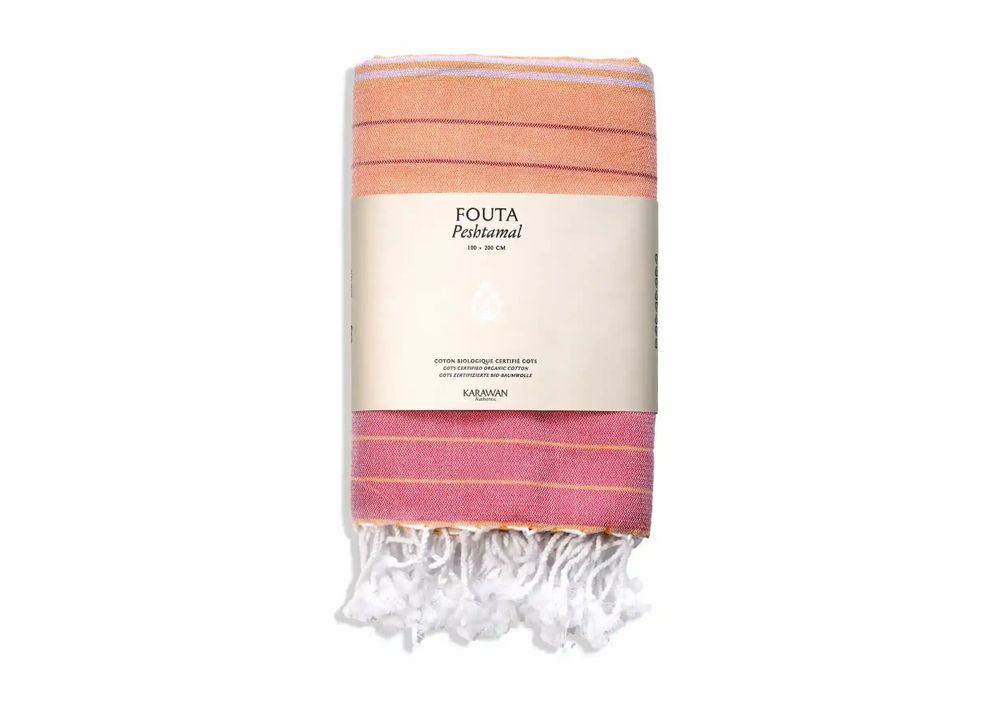 Serviettes de bain - FOUTA EN COTON BIOLOGIQUE - Collection SUD - Couleur AZALEE - KARAWAN AUTHENTIC