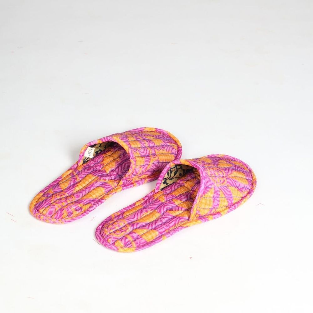 Shoes - Handcrafted quilted slippers - I WAS A SARI