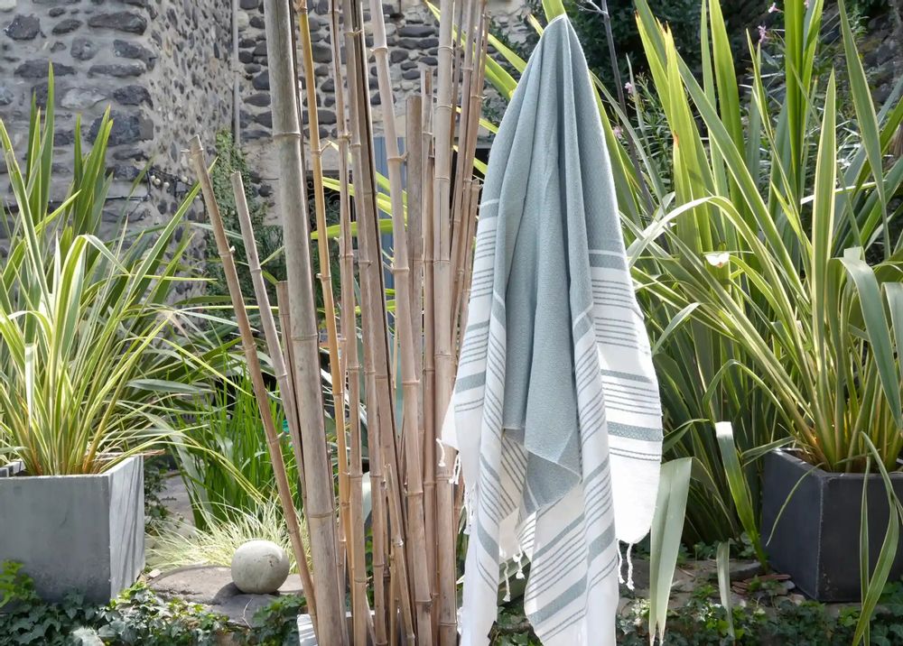 Bath towels - ORGANIC COTTON TOWEL - WHITE SAND Collection - Color BLANC & MIRAGE - KARAWAN AUTHENTIC