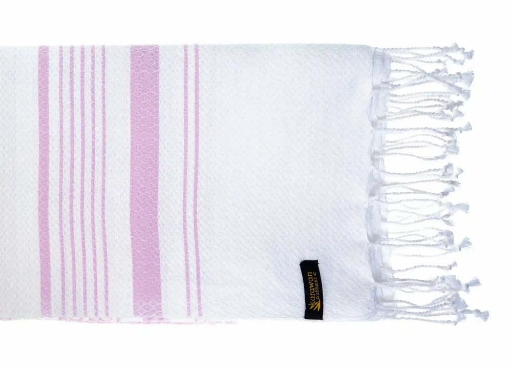 Bath towels - ORGANIC COTTON TOWEL - WHITE SAND Collection - Color WHITE & PARMA - KARAWAN AUTHENTIC