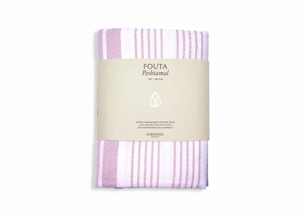 Bath towels - ORGANIC COTTON TOWEL - WHITE SAND Collection - Color WHITE & PARMA - KARAWAN AUTHENTIC
