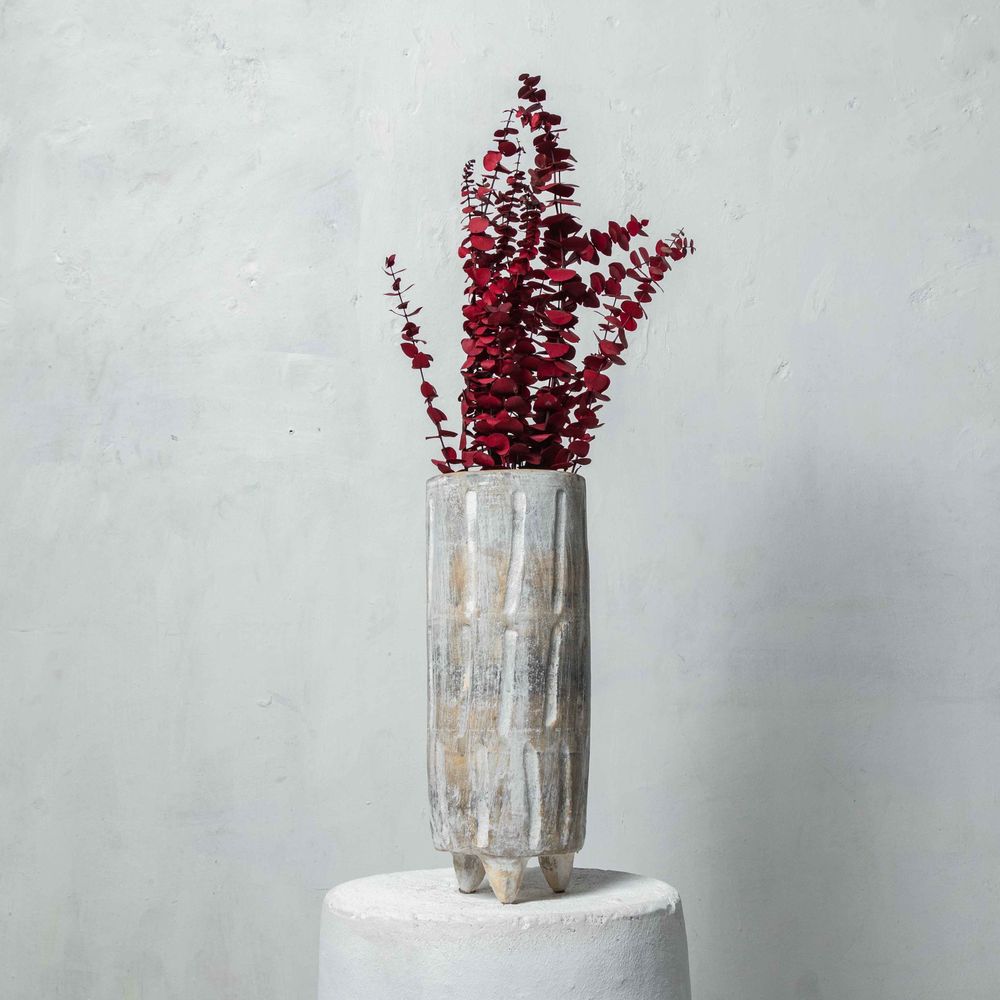 Poterie - Vase allongé en terre cuite peinte - HUAKAL