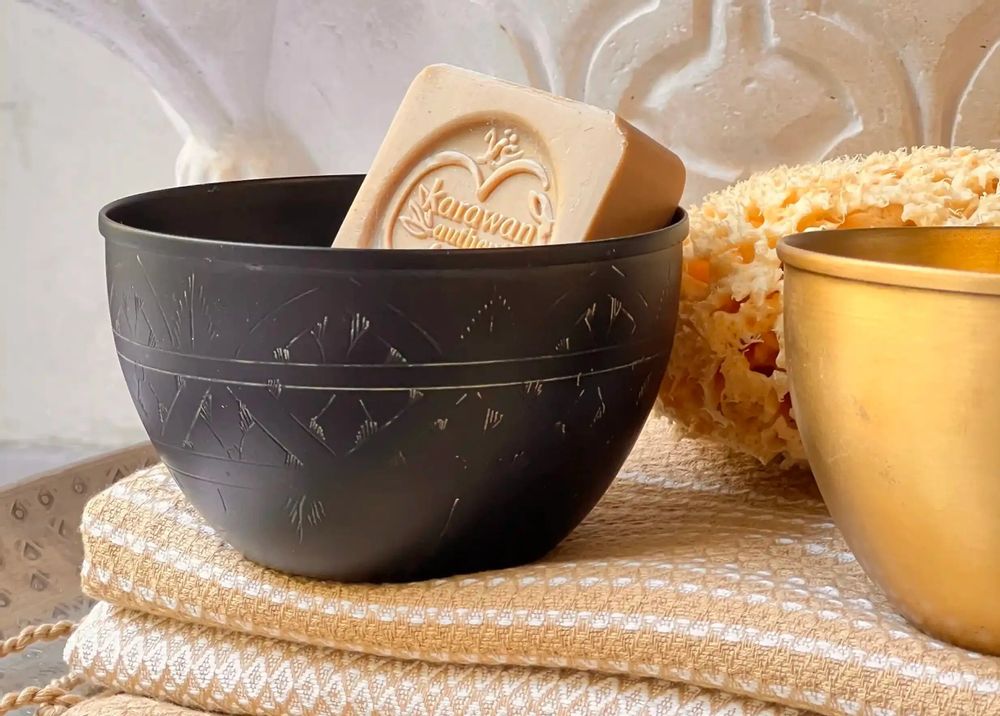 Objets de décoration - BOL EN LAITON NOIR GRAVÉ 'ARABESK' - KARAWAN AUTHENTIC