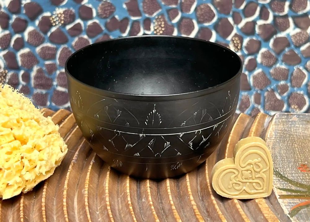 Objets de décoration - BOL EN LAITON NOIR GRAVÉ 'ARABESK' - KARAWAN AUTHENTIC