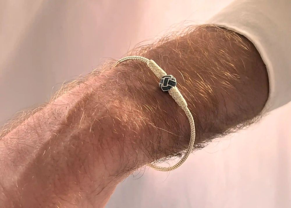 Bracelets - BRACELET NOEUD NOIR - ARGENT ET ARGENT OXYDÉ - FAIT MAIN - HOMME&FEMME - KARAWAN AUTHENTIC
