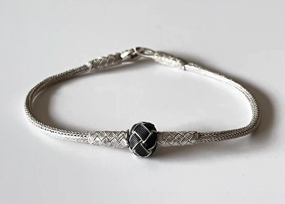 Bracelets - BRACELET NOEUD NOIR - ARGENT ET ARGENT OXYDÉ - FAIT MAIN - HOMME&FEMME - KARAWAN AUTHENTIC