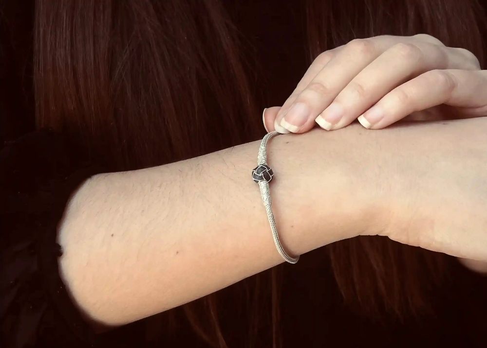 Bracelets - BRACELET NOEUD NOIR - ARGENT ET ARGENT OXYDÉ - FAIT MAIN - HOMME&FEMME - KARAWAN AUTHENTIC