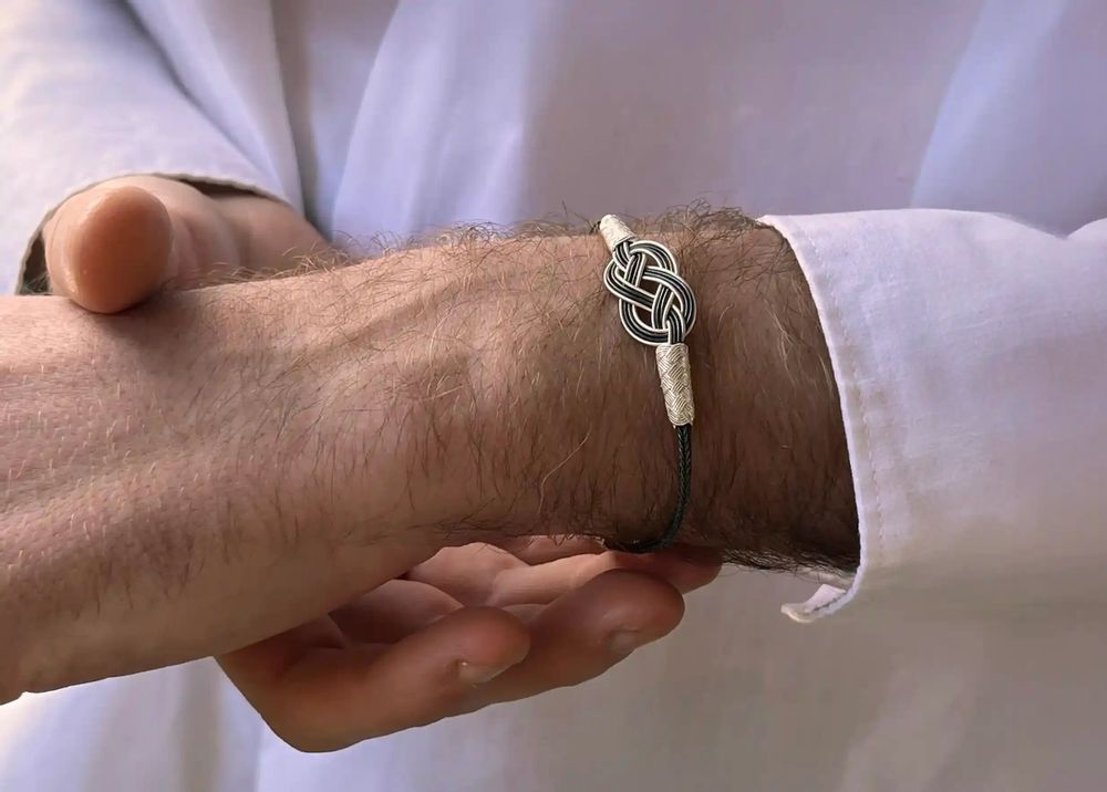 Bracelets - INFINITY BRACELET - SILVER AND OXIDIZED SILVER - HANDMADE - MEN&WOMEN - KARAWAN AUTHENTIC