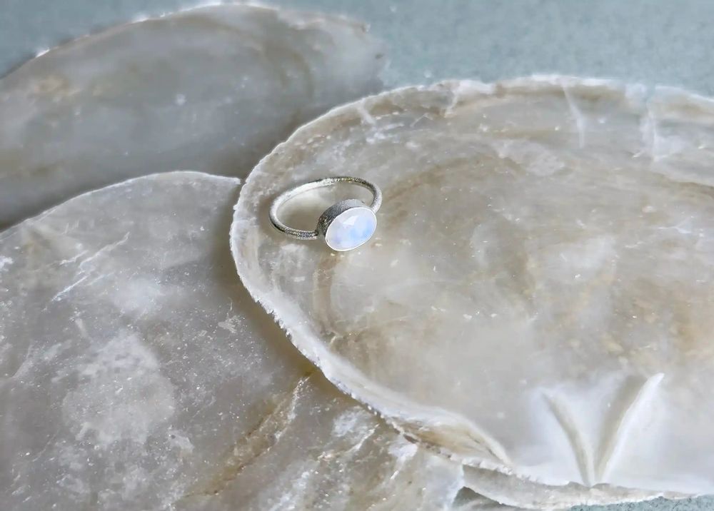 Bijoux - BAGUE "DROP" ARGENT 925 PIERRE DE LUNE - KARAWAN AUTHENTIC