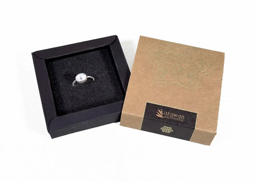 Bijoux - BAGUE "DROP" ARGENT 925 PIERRE DE LUNE - KARAWAN AUTHENTIC