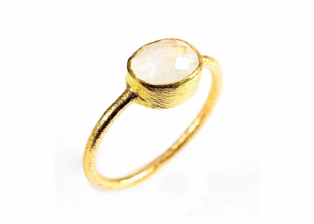 Bijoux - BAGUE PLAQUÉ OR "DROP" PIERRE DE LUNE - KARAWAN AUTHENTIC
