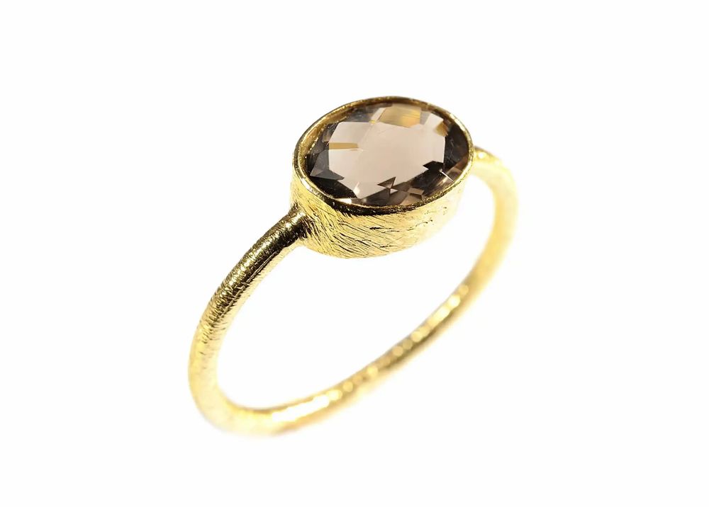 Jewelry - GOLD-PLATED RING\" DROP\” SMOKY QUARTZ - KARAWAN AUTHENTIC