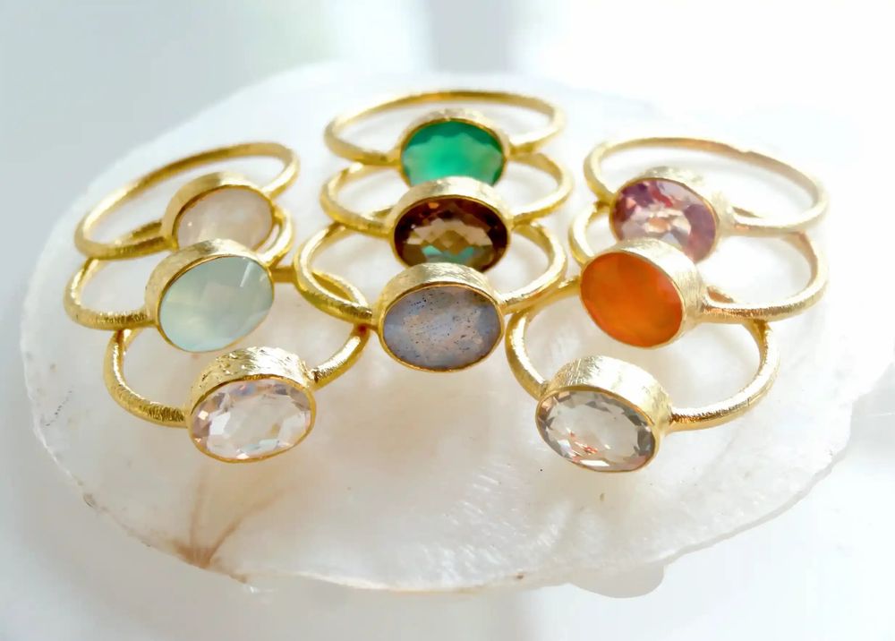 Jewelry - GOLD-PLATED RING\" DROP\” SMOKY QUARTZ - KARAWAN AUTHENTIC