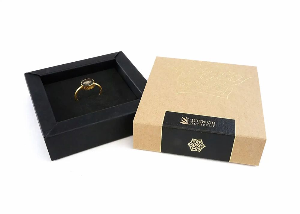 Jewelry - GOLD-PLATED RING\" DROP\” SMOKY QUARTZ - KARAWAN AUTHENTIC