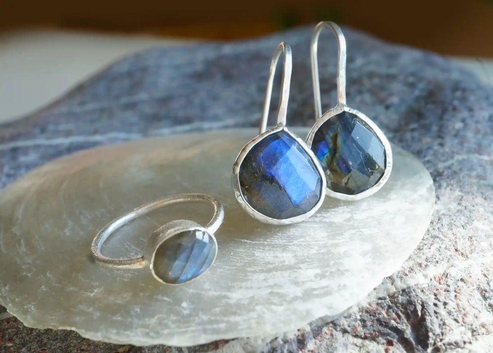 Jewelry - SILVER\" DROP\” LABRADORITE EARRINGS - KARAWAN AUTHENTIC