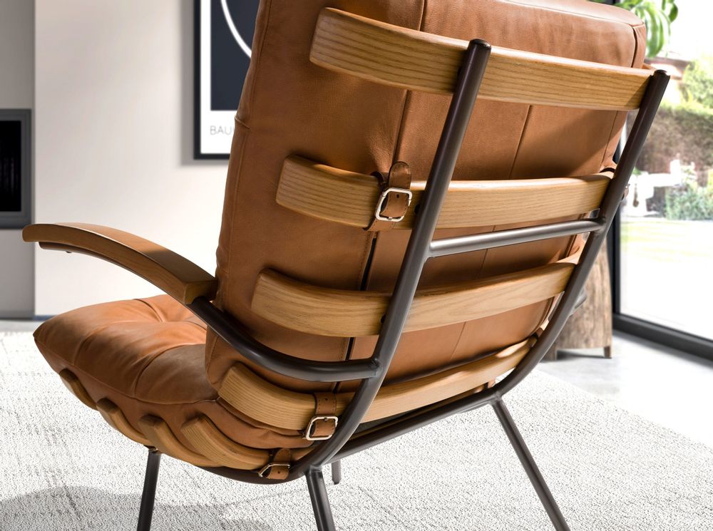 Armchairs - Brown leather and ash armchair - ANGEL CERDÁ