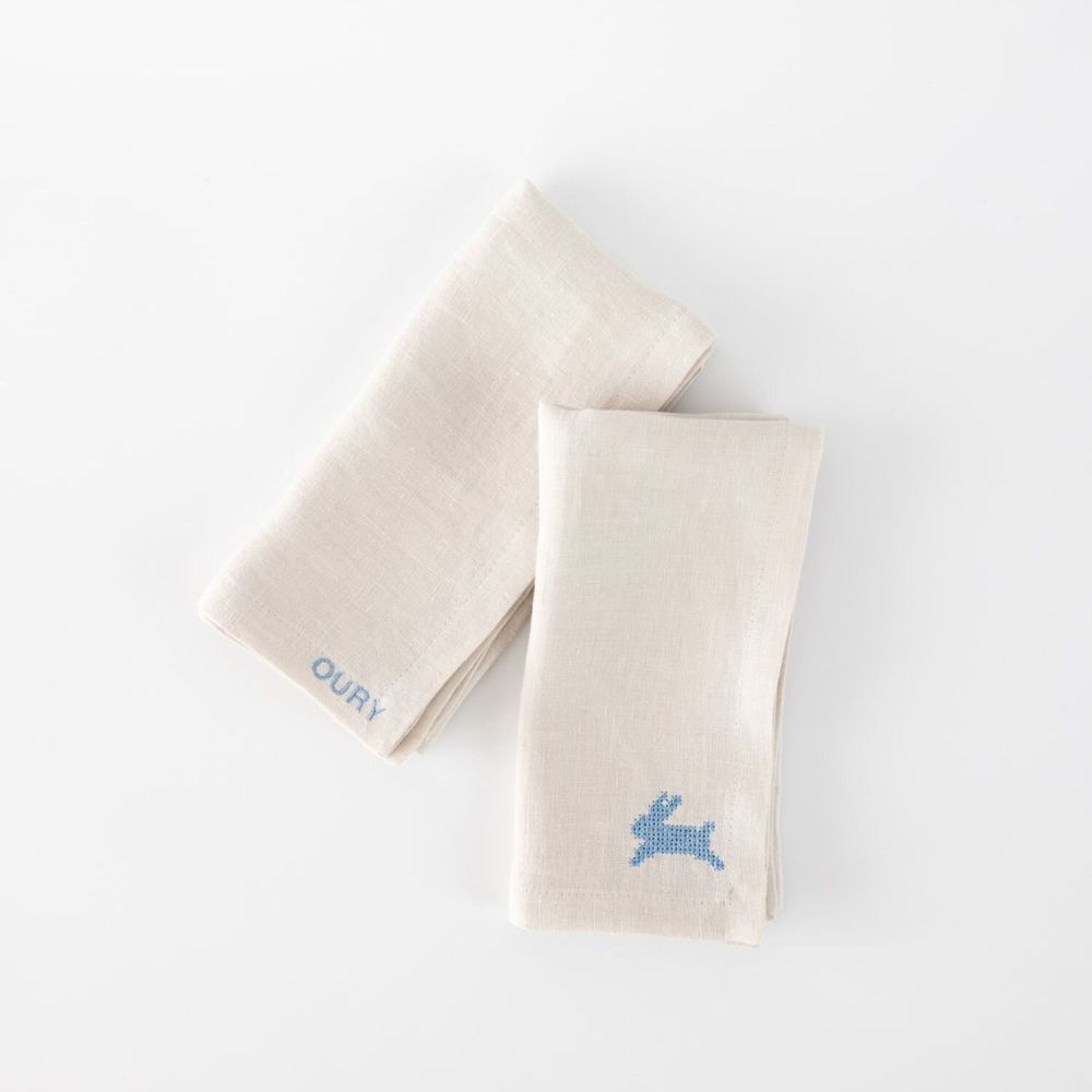 Linge de table textile - Serviettes de Pâques en lin beige (lot de 2) - OURY HOME
