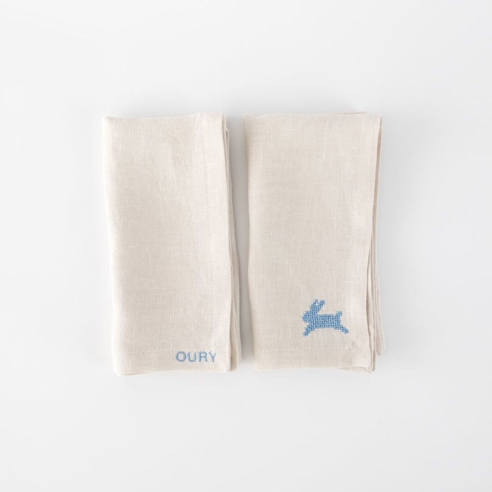 Linge de table textile - Serviettes de Pâques en lin beige (lot de 2) - OURY HOME