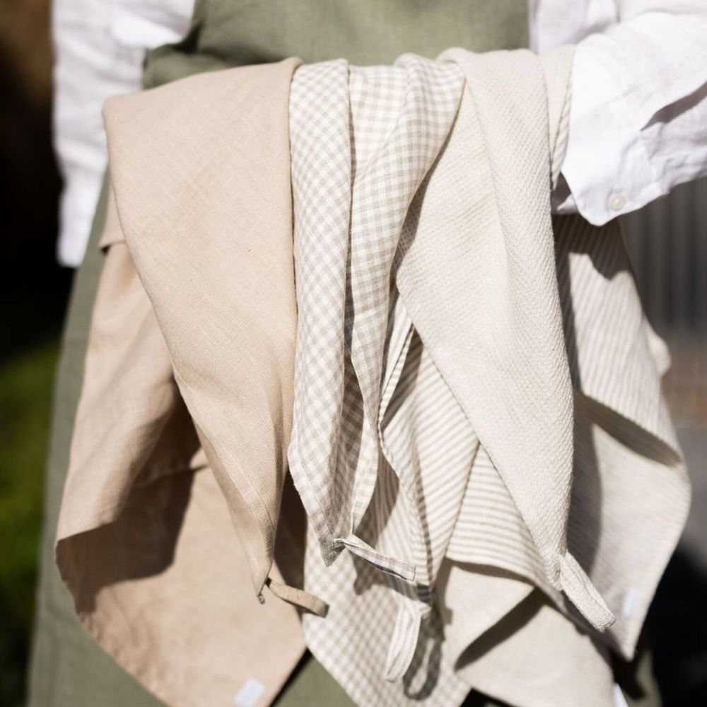 Torchons - Serviettes en lin — Ensemble de 4 textures & motifs - OURY HOME