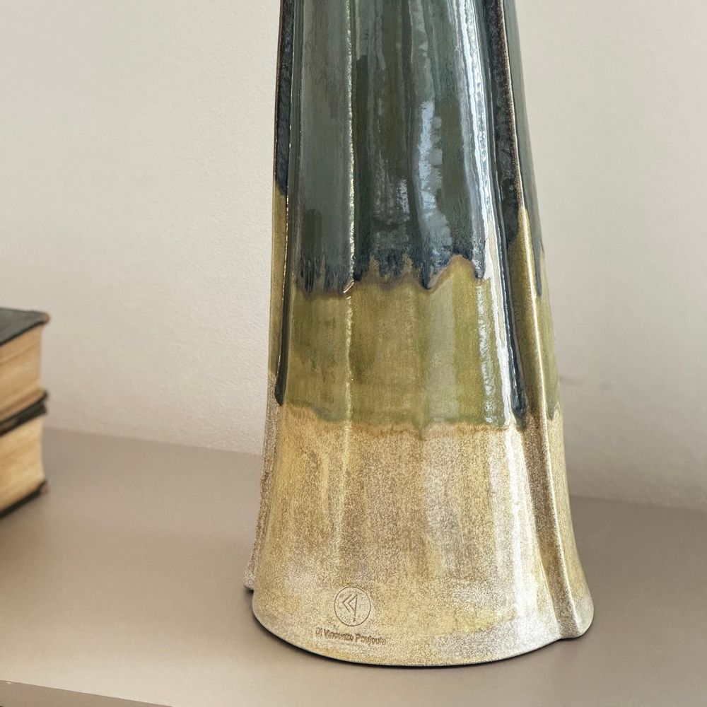 Céramique - Lampe à poser sculpturale conique - FUOCO BLU collection - DI VINCENZO POUJOULA