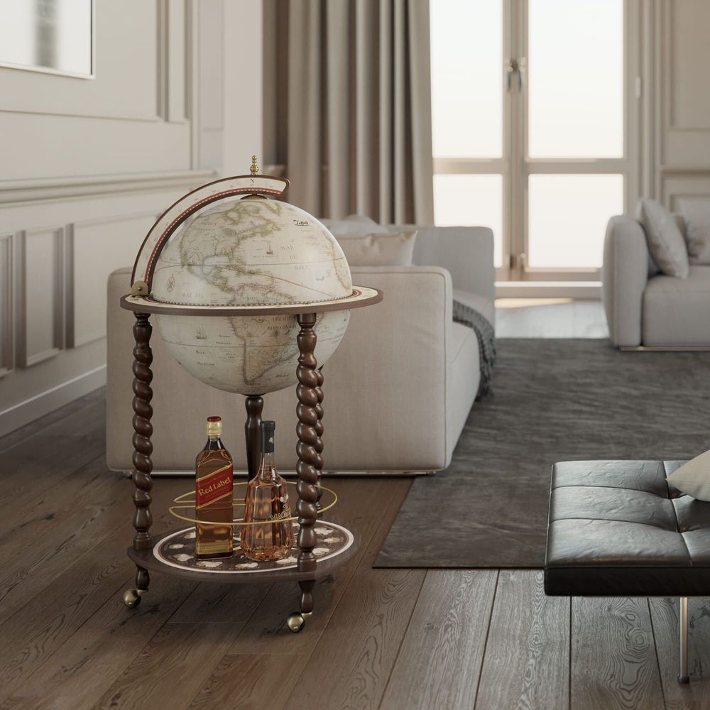 Chariots pour restaurants - Zoffoli Bar Globe Explora Old White - ZOFFOLI MAPPAMONDI