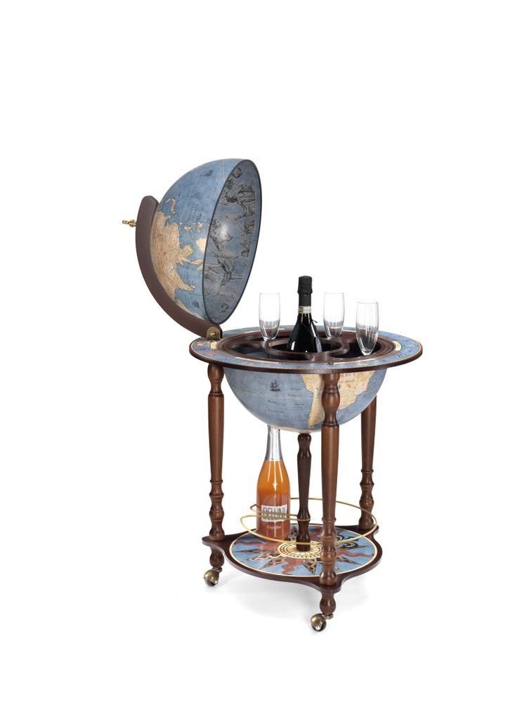 Trolleys - Zoffoli Bar Globe Da Vinci Blue Dust d.40cm - ZOFFOLI MAPPAMONDI