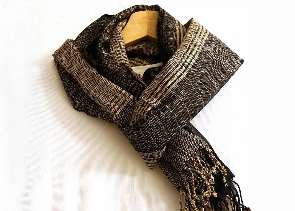 Foulards et écharpes - ETOLE EN SOIE SAUVAGE "ASSAM" - KARAWAN AUTHENTIC