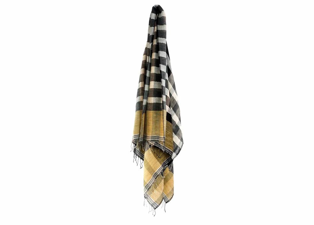 Scarves - LINEN, ORGANIC COTTON AND JUTE STOLE\" CHESS” - KARAWAN AUTHENTIC