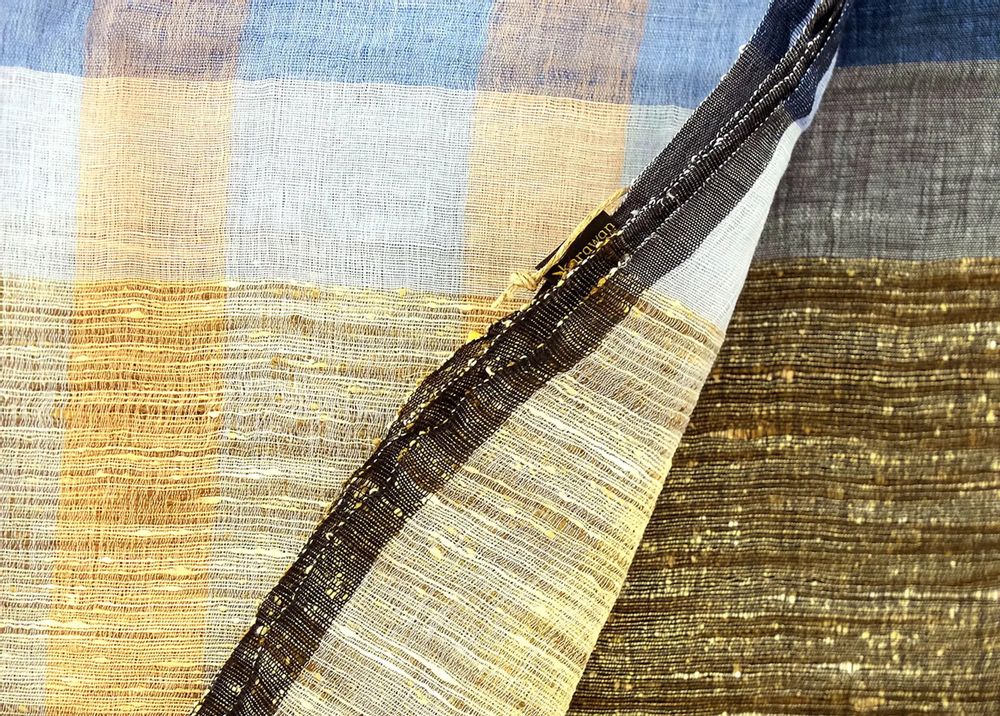 Foulards et écharpes - ETOLE EN LIN, COTON BIO ET JUTE "CHESS” - KARAWAN AUTHENTIC
