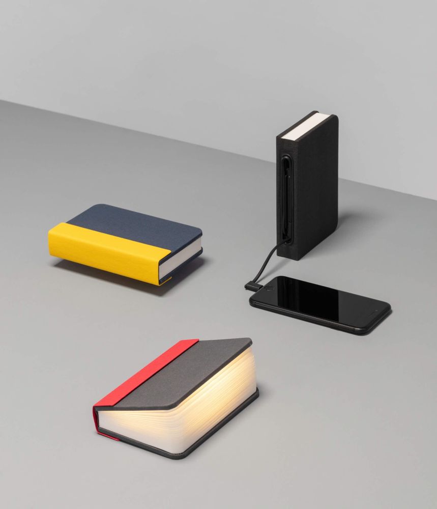 Lampes sans fil - Lampe Lito Mini Book jaune/bleu marine - LUMIO