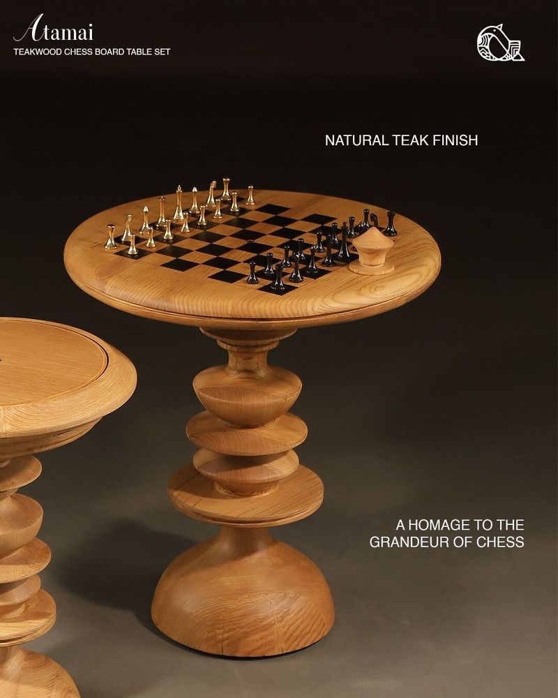 Tableaux - Atamai - Ensemble de table d'échecs en teck - ALANKARAM