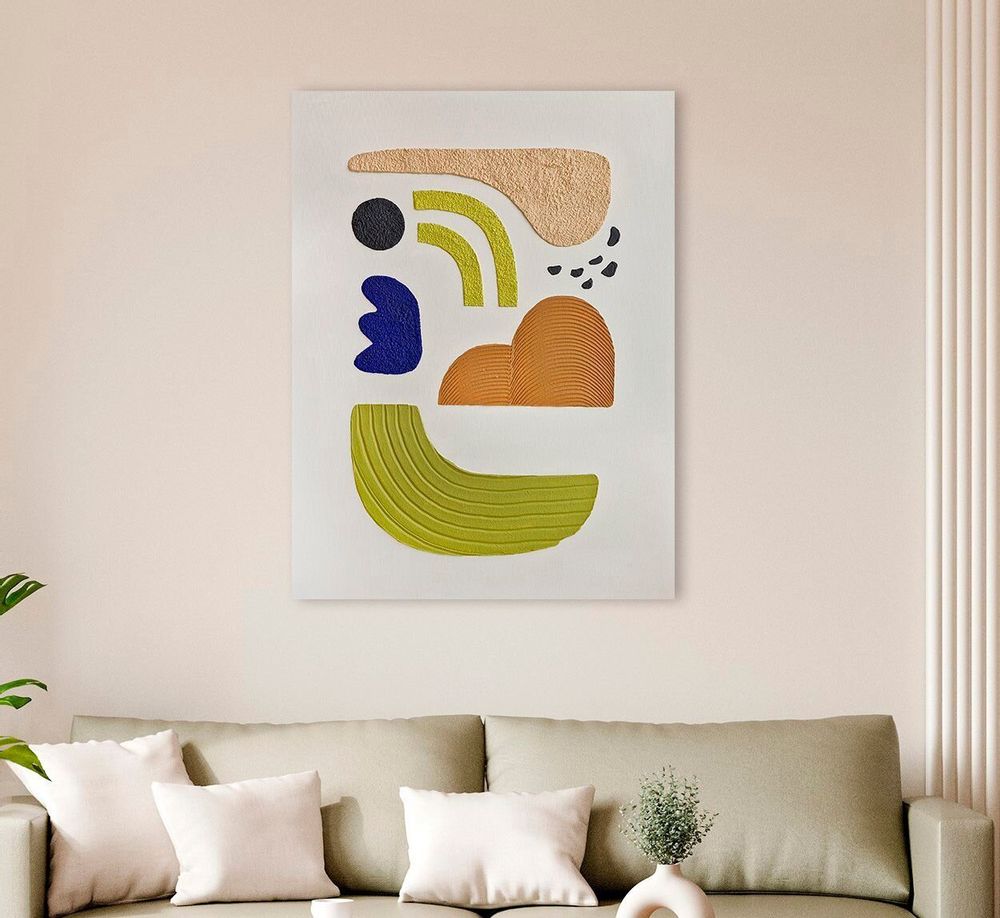 Paintings - Original textured abstract colorful green blue painting "Bay 5" - MATISS ART STUDIO