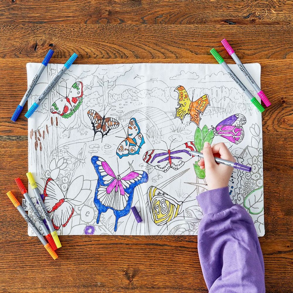 Placemats - colour-in butterfly placemat to go - EATSLEEPDOODLE