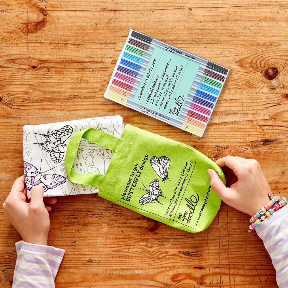 Placemats - colour-in butterfly placemat to go - EATSLEEPDOODLE