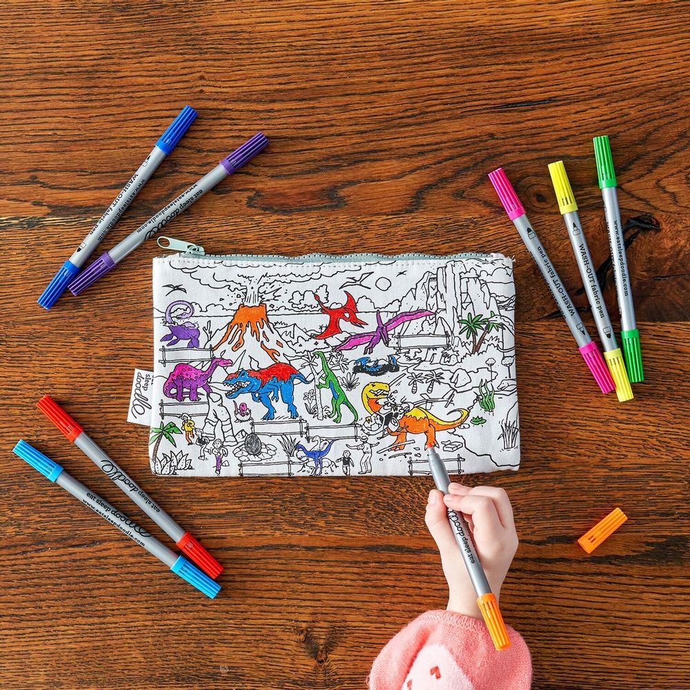 Children's desks - colour-in dinosaur pencil case - EATSLEEPDOODLE
