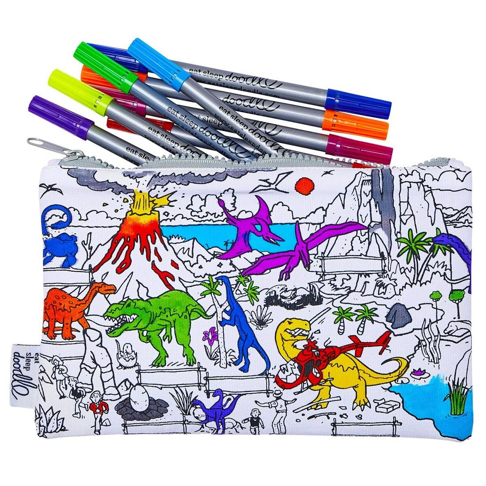 Children's desks - colour-in dinosaur pencil case - EATSLEEPDOODLE